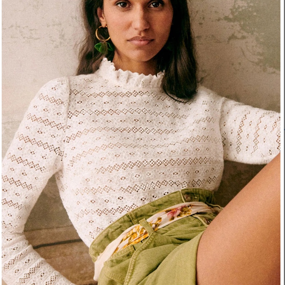 Sezane Eglae Blouse in Ecru Size 2/EU 34 NWOT